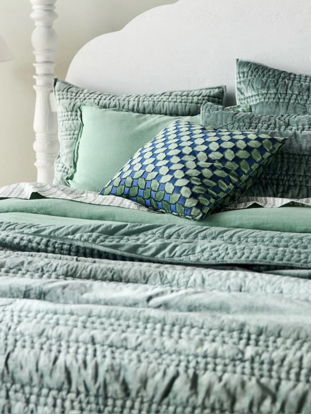 New Anthropologie set of 2 lustered velvet Alastair pillow shams moss blue green